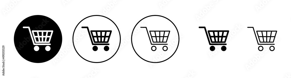 Shopping icons set. Shopping cart sign and symbol. Trolley icon Shopping icons set. Shopping cart sign and symbol. Trolley icon