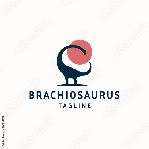 Brachiosaurus animal logo icon design template flat vector