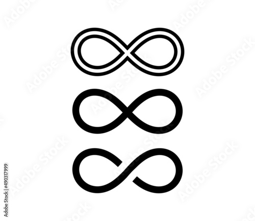 Infinity loop shapes symbols icons on white background