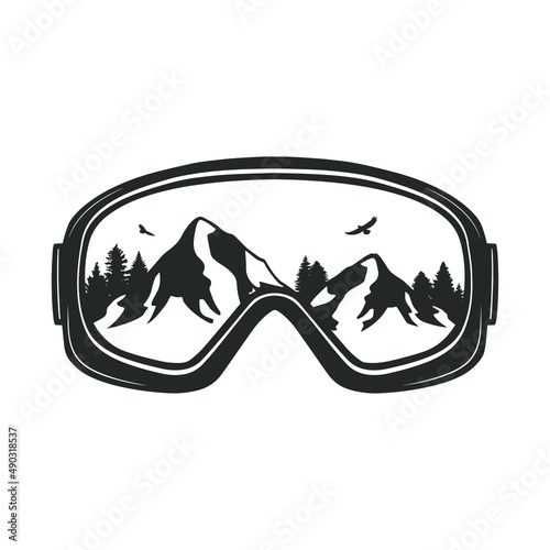 Snow Goggles Illustration Clip Art Design Shape. Mountain Sport Glasses Silhouette Icon Vector.