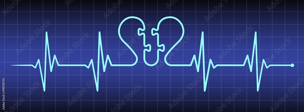 Ecg, ekg monitor with cardio diagnosis and puzzle heart. Heart rhythm line vector design to use in healhcare, healthy lifestyle, medicine and ekg, ecg concept illustration projects.
Ecg, ekg monitor with cardio diagnosis and puzzle heart. Heart rhythm line vector design to use in healhcare, healthy lifestyle, medicine and ekg, ecg concept illustration projects.