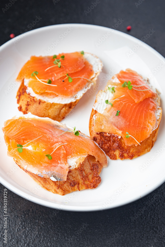 salmon sandwich smorrebrod fish open sandwich seafood fresh meal food diet snack on the table copy space food background salmon sandwich smorrebrod fish open sandwich seafood fresh meal food diet snack on the table copy space food background