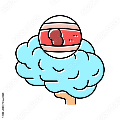 stroke brain problem color icon vector illustration