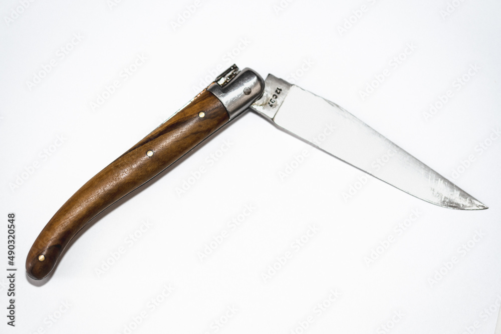 The Netherlands, January 2022. Close up of handmade laguiole knife. The Netherlands, January 2022. Close up of handmade laguiole knife.