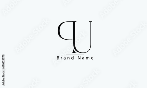 PU UP P U abstract vector logo monogram template