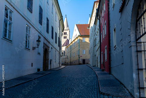 Narrow street in the historic city center of Prague  Czech republic