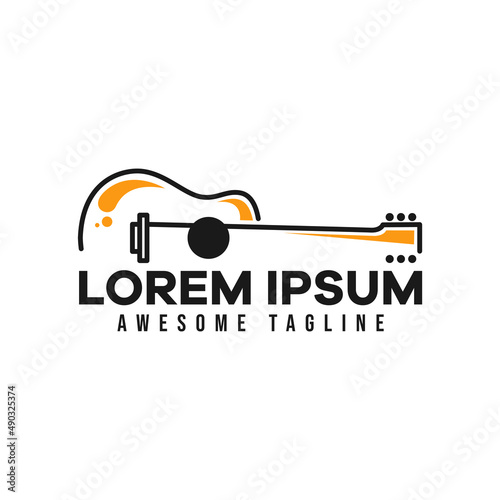 guitar music instrument logo. fit for music logo template. vector illustration flat color style