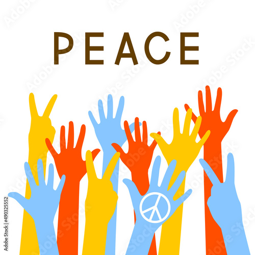 Human hands with pacific symbol - concept of rally for peace