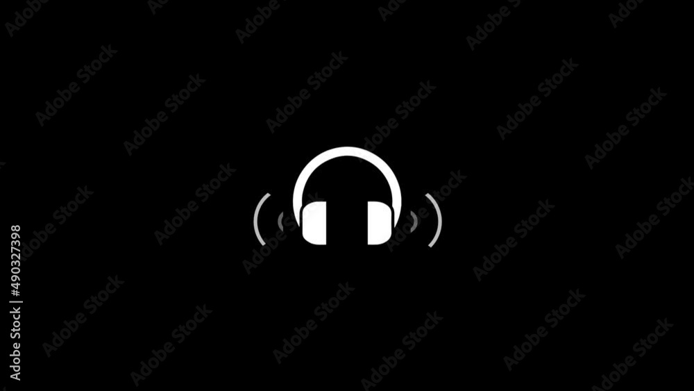 White headphone icon music waveform animation, alpha channel White headphone icon music waveform animation, alpha channel
