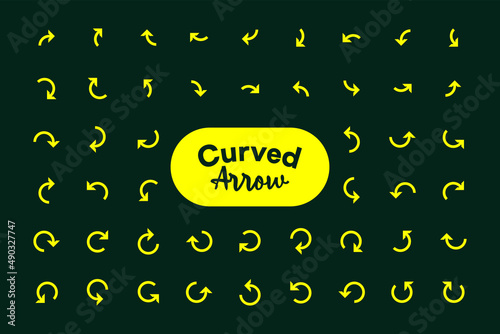 Curved directional vector arrow objects with left right up down pointing.