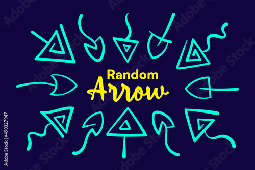 Random arrow pointing center, pointing towards the text content. Cyan color arrows in dark blue background.