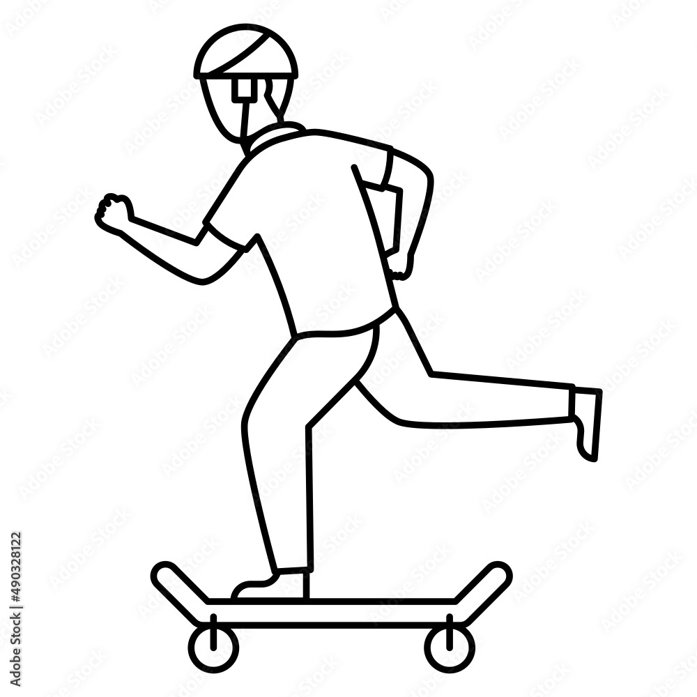 Street skateboarding Vector Icon Design, Free time activities Symbol, Extracurricular activity Sign, hobbies interests Stock Illustration, cheerful skater boy riding on the street Concept