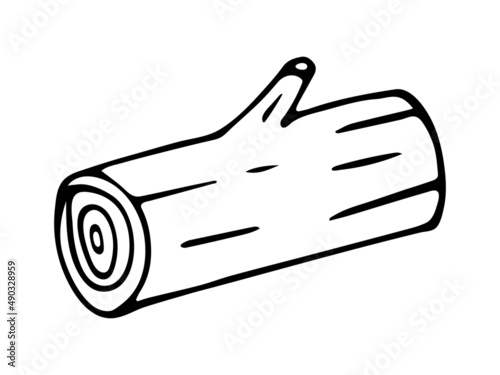 Hand drawn doodle wood. Vector  three log. Outline.