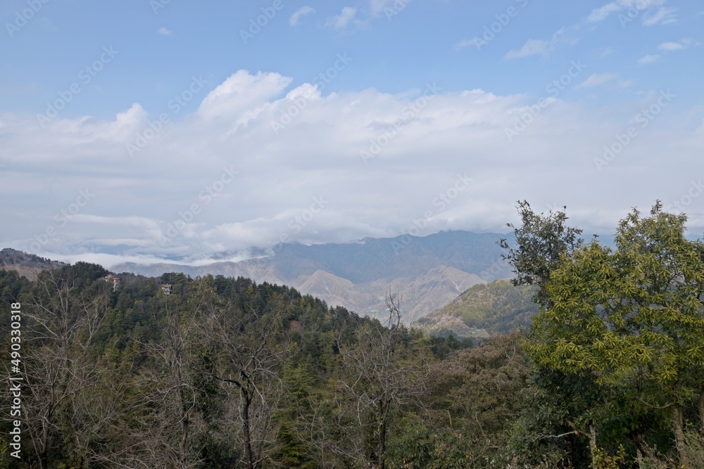 view of mountains in uttrakhand, india 