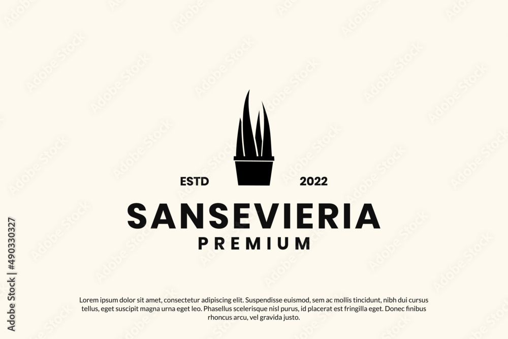 Plant sansevieria logo design vector