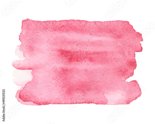 Watercolor red stain with texture on white background. Design element for cards, banners, flyers and web elements. Vector