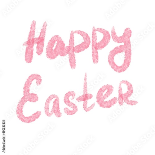 Happy Easter hand drawing calligraphy color pink. Design element and text template for greeting card and invitation