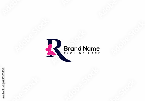 Photography Abstract R letter modern initial butterfly lettermarks logo design