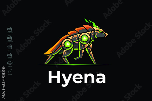Modern Mecha Robotic Hyena Logo Design Template