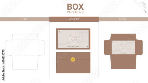 Box packaging and mockup die cut template