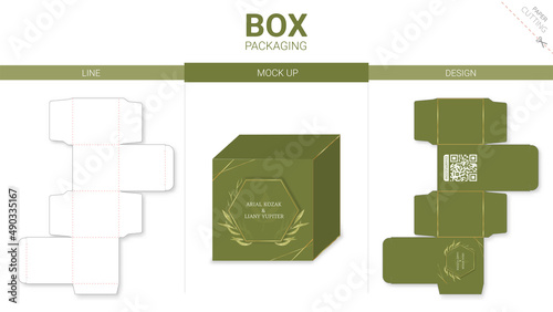 Box packaging and mockup die cut template