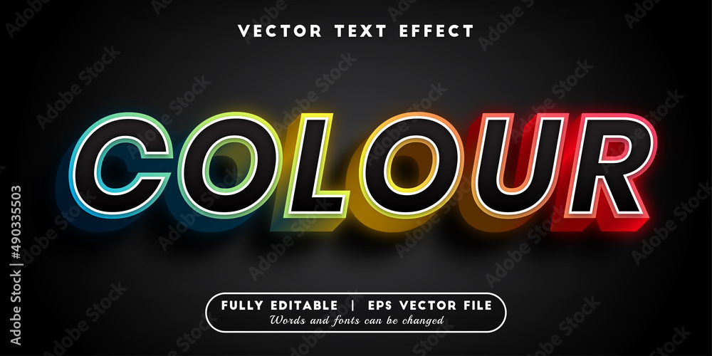 Text effects 3d colour light, editable text style Text effects 3d colour light, editable text style