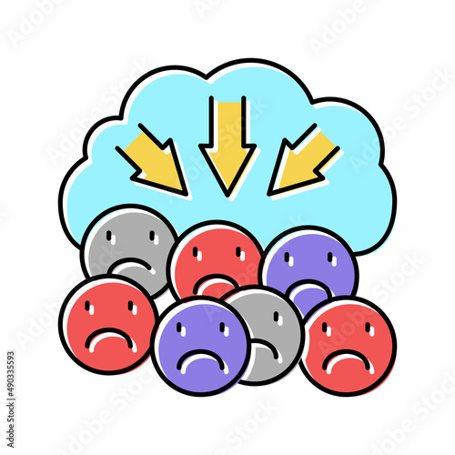 suppression of negativity reputation management color icon vector illustration
