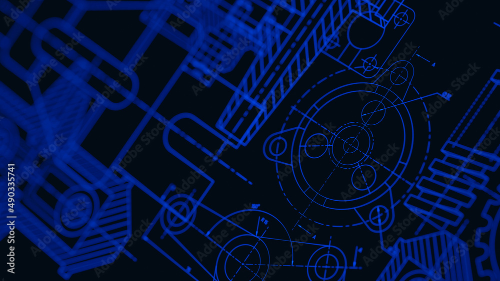 Blueprints engineer technician design drawing mechanical gear