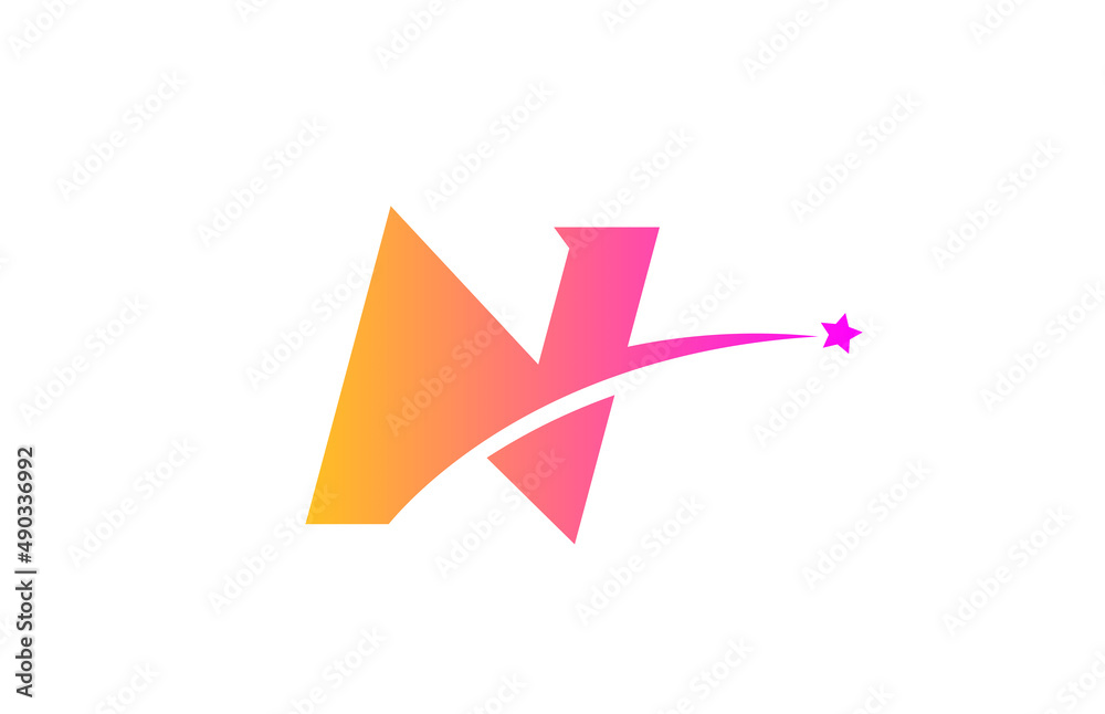 pink star N alphabet letter logo icon design with swoosh. Creative template for company and business pink star N alphabet letter logo icon design with swoosh. Creative template for company and business