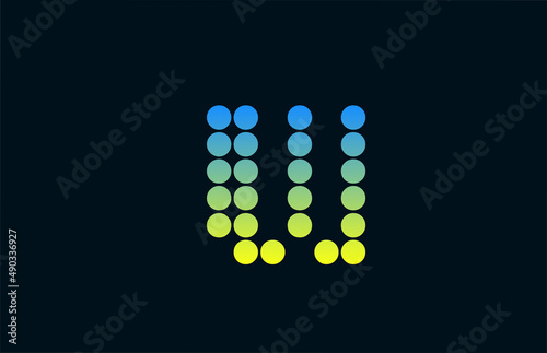 dot W green yellow alphabet letter logo icon design. Creative template for business and company