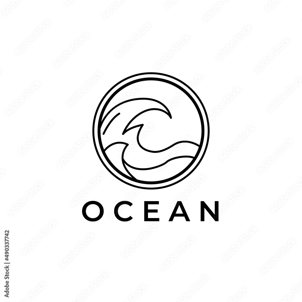 line art logo ocean vector design illustration line art logo ocean vector design illustration