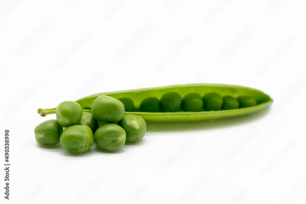Fresh green pea isolated on white background with clipping path, Fresh green pea isolated on white background with clipping path,