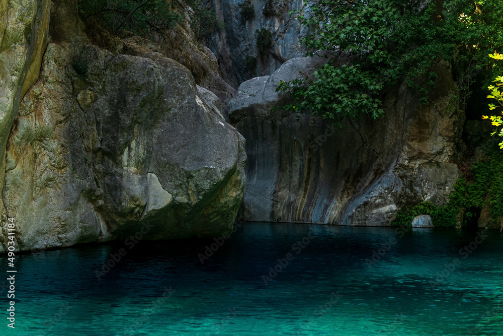 rocky canyon with blue water in Goynuk, Turkey rocky canyon with blue water in Goynuk, Turkey