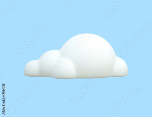 3d white cloud on blue background. Soft cartoon shaped clouds or smoke. Vector illustration