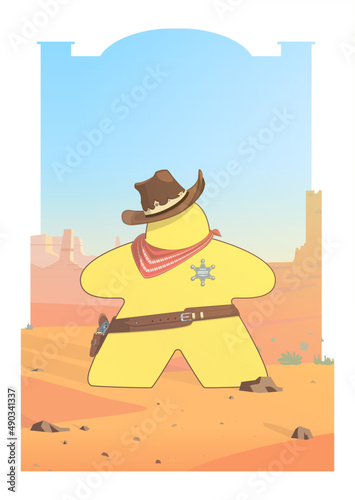 Cowboy Meeple With Frame