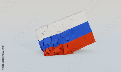 shattered broken symolic flag of Russia photo