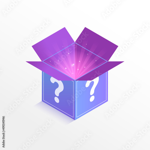 Colorful mystery box isometric vector illustration photo