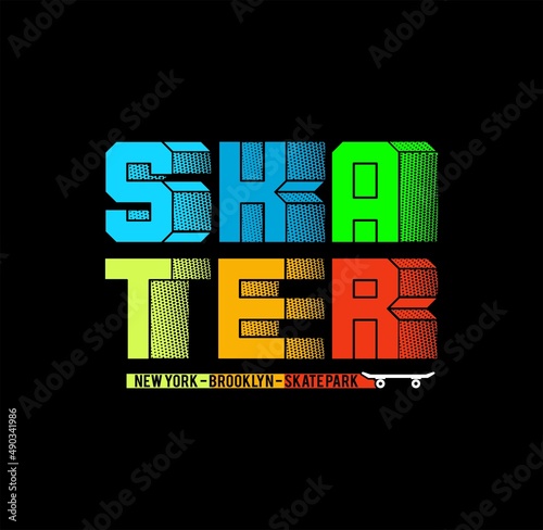 Skateboarding, Brooklyn, freestyle action, typography graphic design, for t-shirt prints, vector illustration 