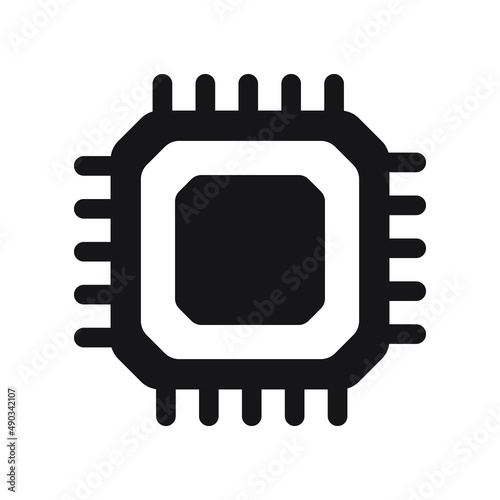 Electronic chip vector icon isolated on white background. Computer chip icon, cpu microprocessor chip icon.
