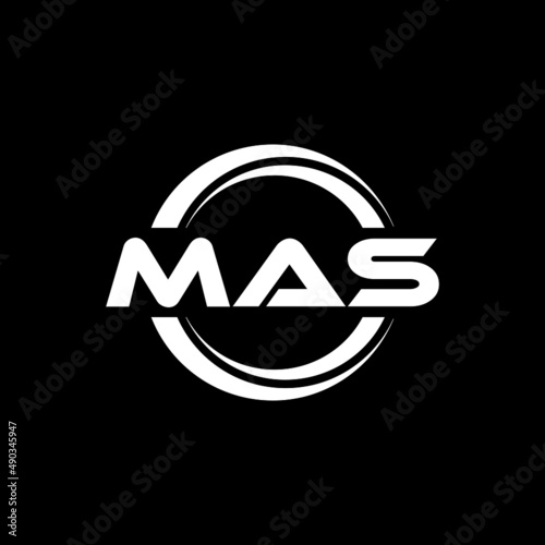 MAS letter logo design with black background in illustrator, vector logo modern alphabet font overlap style. calligraphy designs for logo, Poster, Invitation, etc. photo