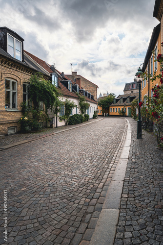 View of a street in central Lund  Sweden.