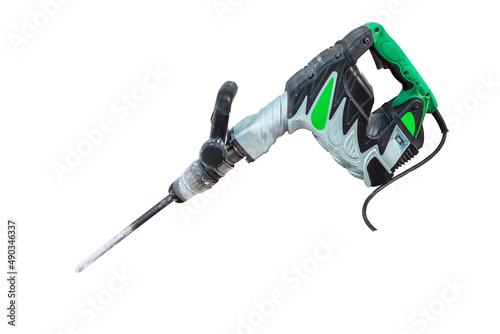 Electric jackhammer or demolition hammer isolated on white background