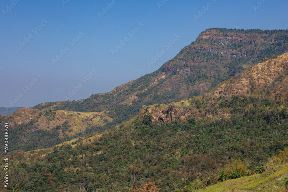 View of landscape mountain and forest at khao kho in thailand