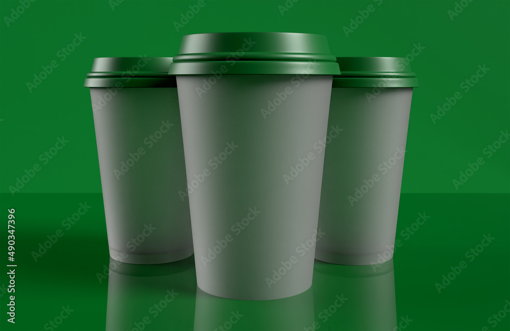 Isolated Coffee cup mockup with black lid on black background. 3d render Isolated Coffee cup mockup with black lid on black background. 3d render