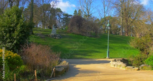 Greenery Landscape At Public City Park Of Parc Montsouris In Southern Paris, France. Sideways photo