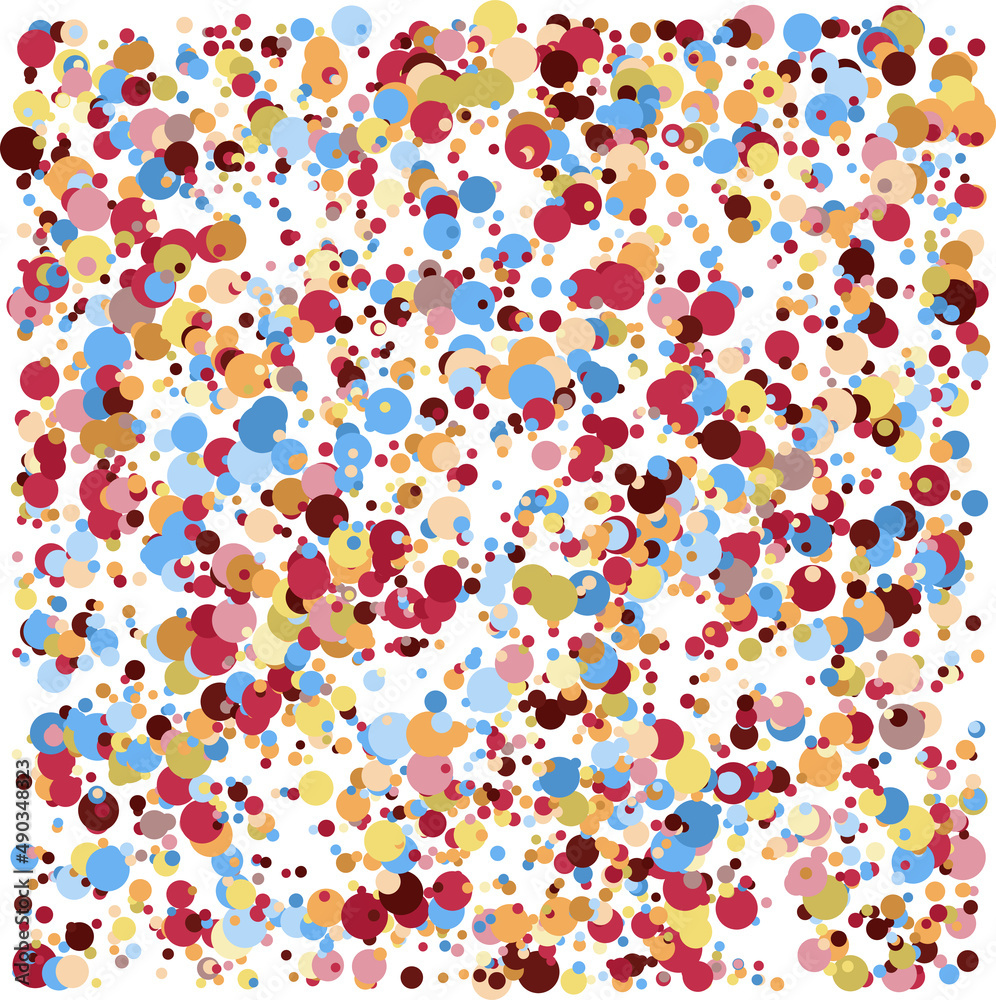 Festive background with multicolored confetti against a white background.