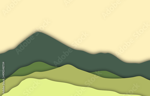 Vector of mountain landscape , paper cut nature background 