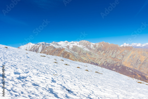 Snowy landscape of the Piedmont Mountains, Italian Alps