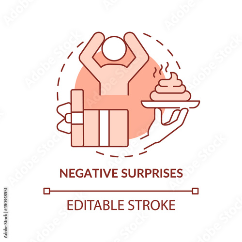 Negative surprises terracotta concept icon. How psychological manipulation works abstract idea thin line illustration. Isolated outline drawing. Editable stroke. Arial, Myriad Pro-Bold fonts used