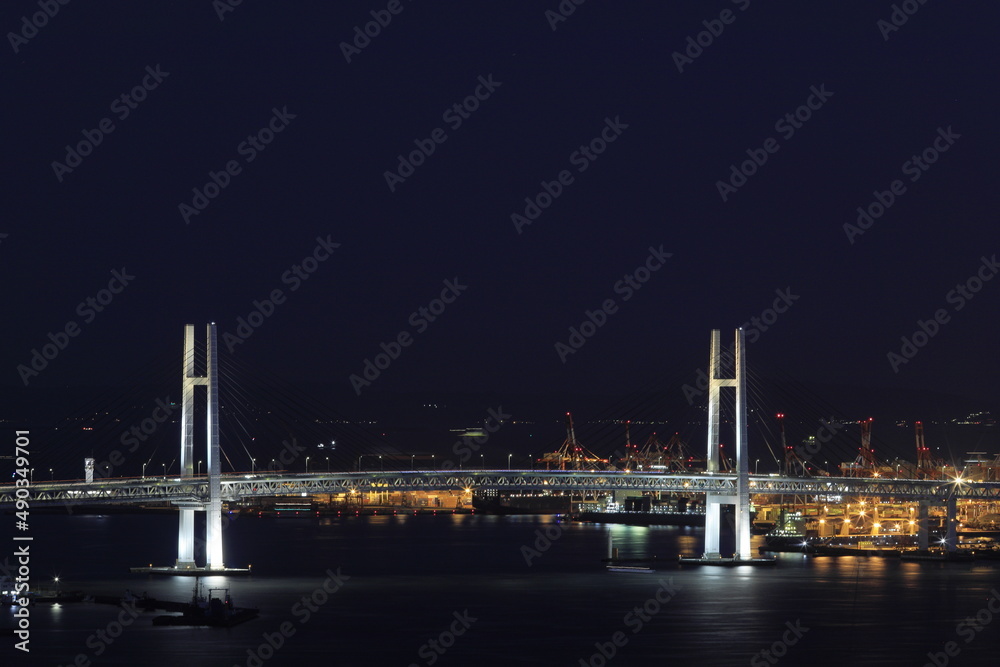 新子安から見た横浜ベイブリッジ (夜景)